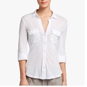 James Perse Contrast Ribbed Surplus shirt